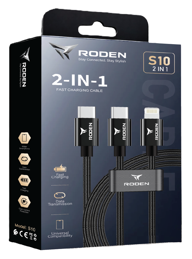 Roden 2 IN 1 Charging Cable 1.2M