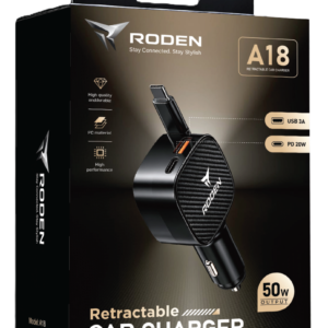 RODEN 120W SUPER FAST RETRACTABLE CAR CHARGER