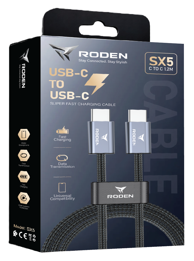 Roden 100W FULLY COMPATIBLE BRAIDED FAST CHARGING CABLE